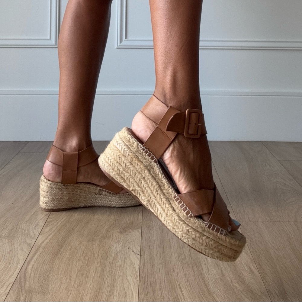 Sole Society Women's Tan Espadrille Wedge Sandals